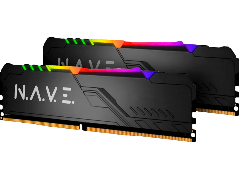 Equipado com 8GB de memória RGB rápida SDRAM DDR4 de 2666 MHz (2 x 4GB ou 1 x 8GB), 2 slots e expansível até 32GB. Além das memórias de 2666MHz, o consumidor pode optar por memórias mais rápidas de 3200 MHz com RGB. (Imagem meramente ilustrativa. Memória RGB opcional, conferir disponibilidade no configurador do site).